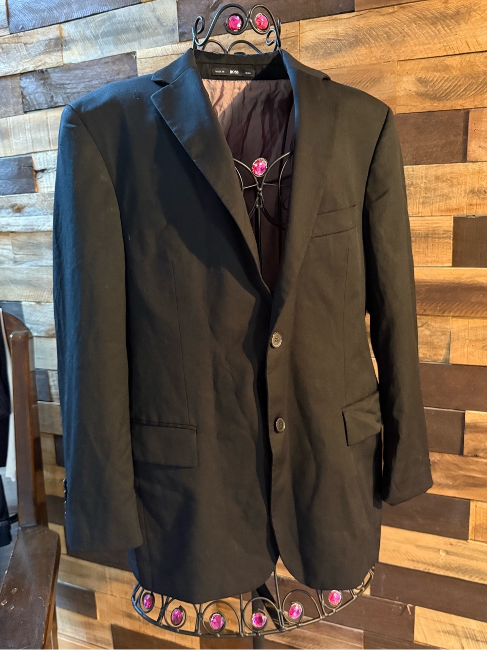 Hugo Boss Pasolini Black 100% Virgin Wool Blazer Jacket 36S Short